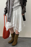 Fashionable Elegant Asymmetrical Lace Panel Midi Skirt image 1