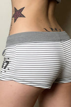 Star Print Striped Drawstring Shorts image 3