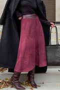 Vintage A-Line Faux Suede Midi Skirt image 1