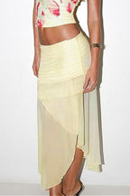 Sheer Floral Print Low-Waist Skirt image 1