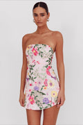 Bandeau Embroidered Floral Mini Dress image 1