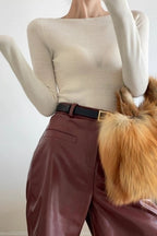 Fine Gauge Wool Ripple Stitch Knit Top image 8