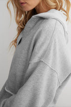 Chic Relaxed Solid V-Neck Hoodie image 7