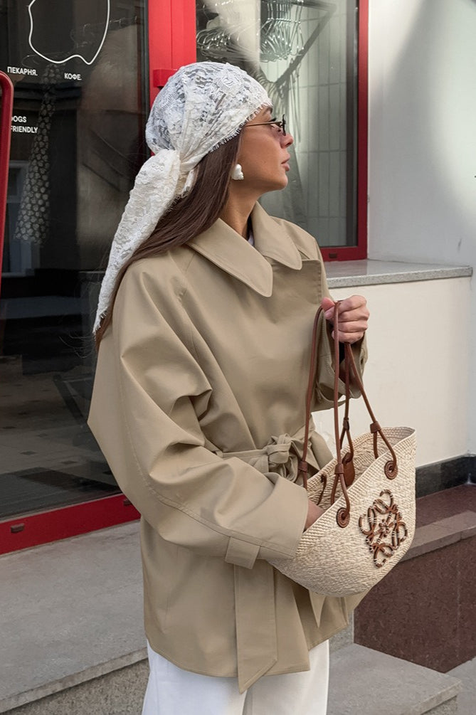 Vintage Khaki Belted Trench Midi Coat image 3