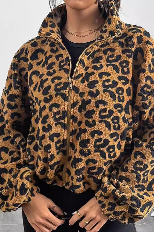 Cozy Leopard Print Fleece  Coat image 3