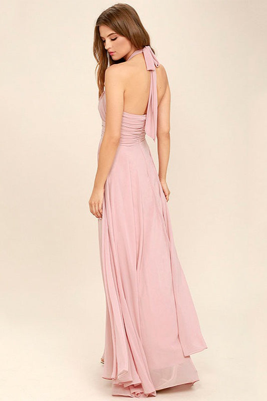 Chiffon Halter Ruched Gown Formal Dress image 3