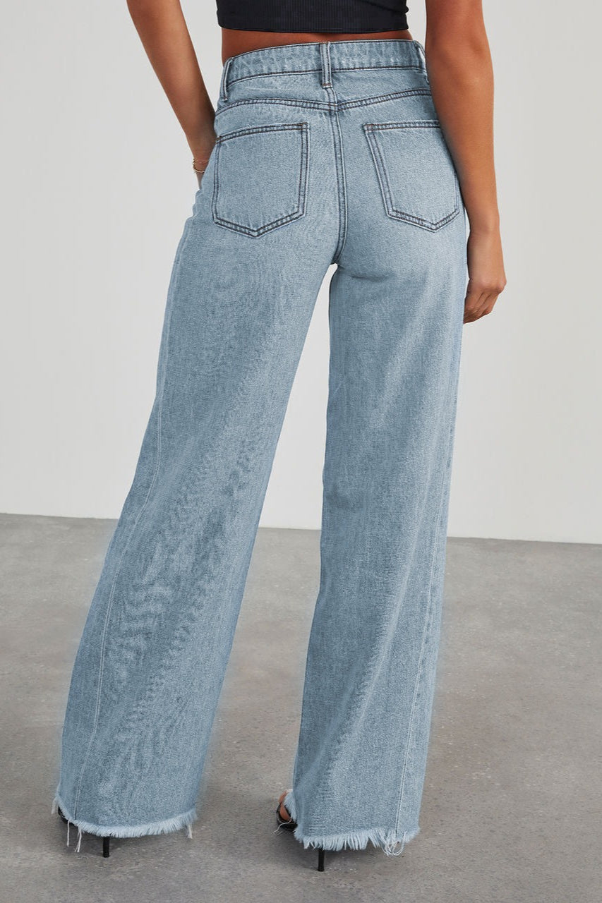 Solid Minimalist Washed Wide Leg Jeans image 7