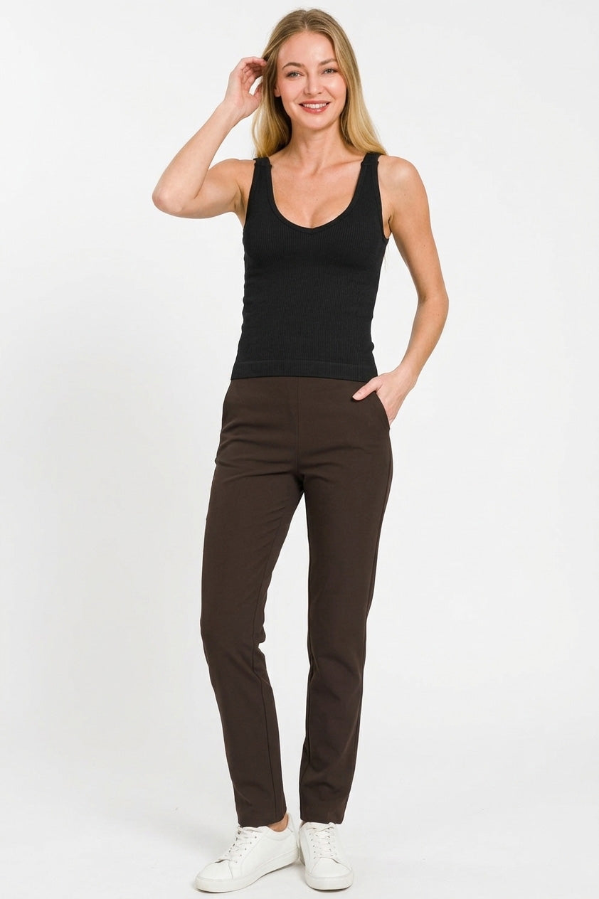 Esme Ribbed Tank detail view styled for Avrienne