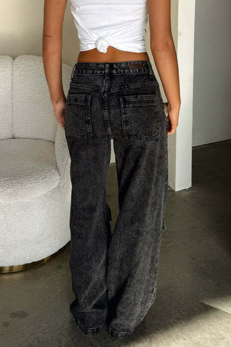 Retro Pocket Washed Cargo Straight Jeans image 6