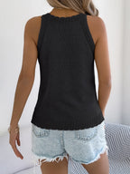 Nina Knit Tank detail view styled for Avrienne