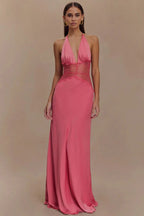 Lace Patchwork Backless Halter Boho Dress image 37