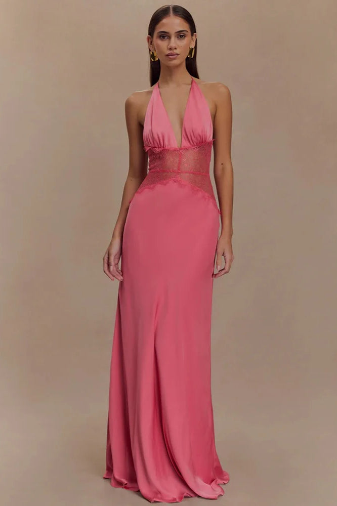 Lace Patchwork Backless Halter Boho Dress image 23