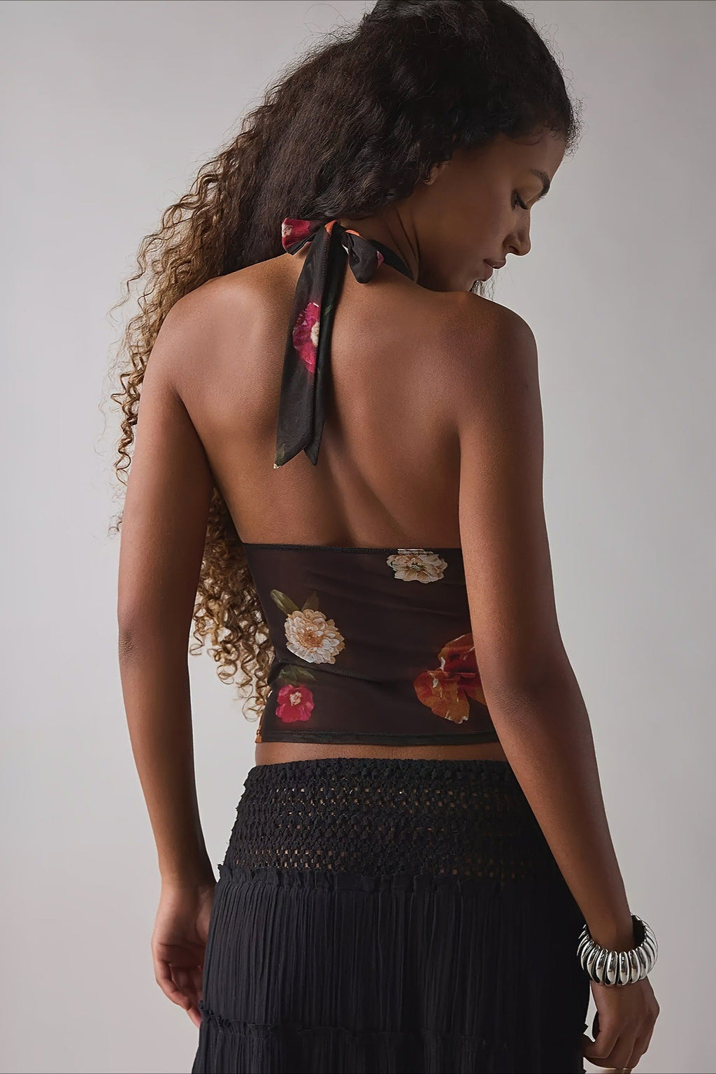 Stylish Printed Mesh Sexy Halter Top image 6