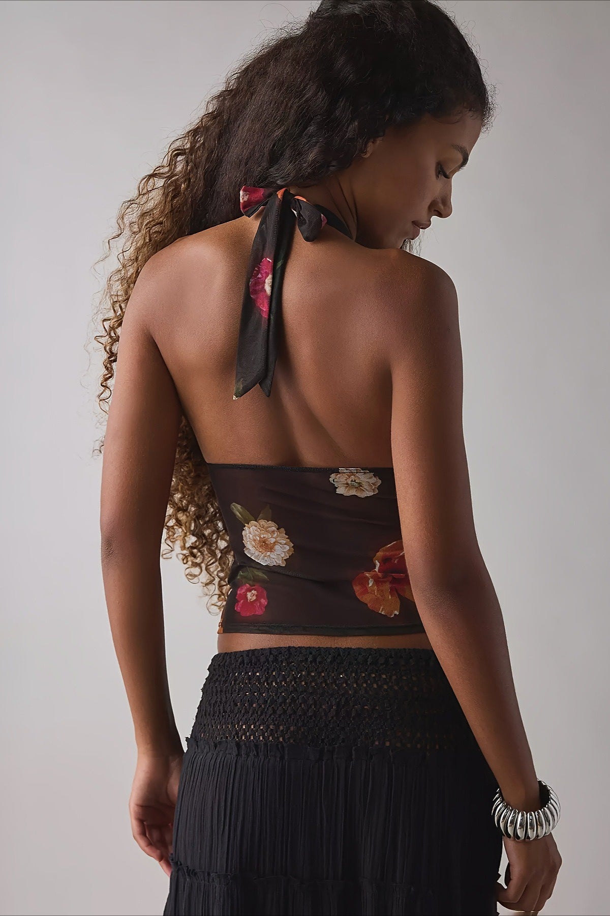Stylish Printed Mesh Sexy Halter Top image 6