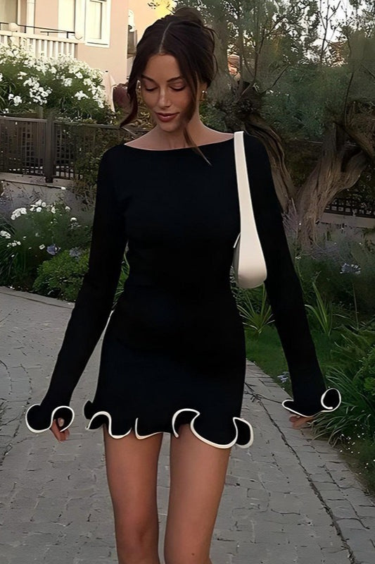 Elegant Round Neck Ruffle Cocktail Dress image 11