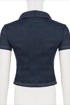 Street Hot Denim Cropped Blouse image 5