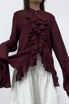 Elegant Ruffle Trim Button Blouse image 11