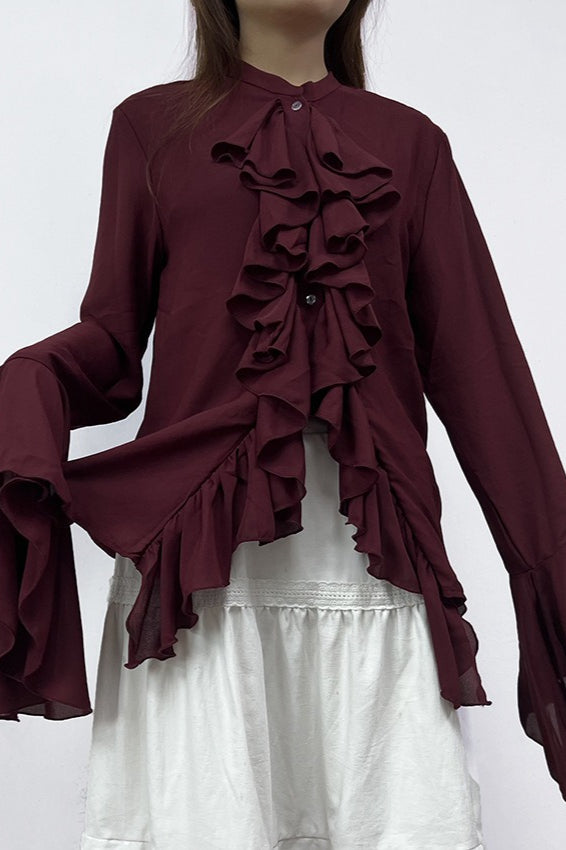Elegant Ruffle Trim Button Blouse image 11