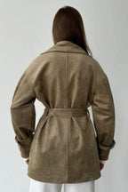 Vintage Suede Lapel Tie Waist Jacket Coat image 5