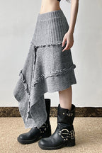 High Waist Asymmetrical Knit Skirt image 4