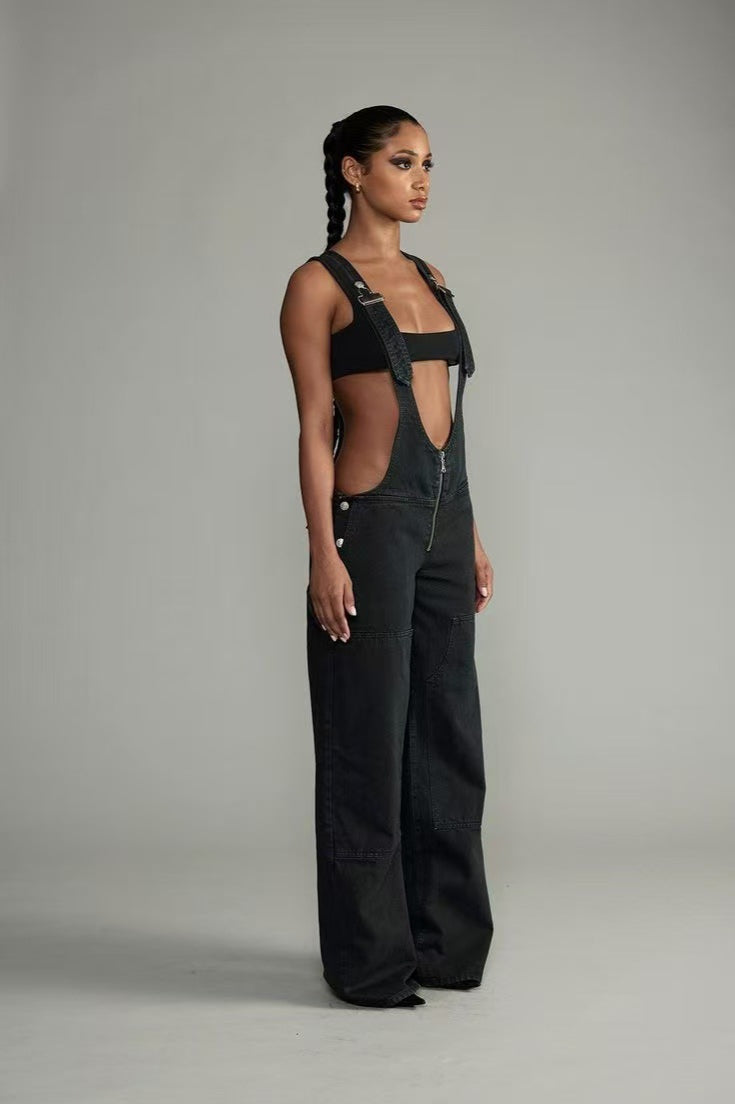 Low Rise Wide Leg Overall Jeans image 13