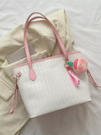 Cosette Woven Tote detail view styled for Avrienne