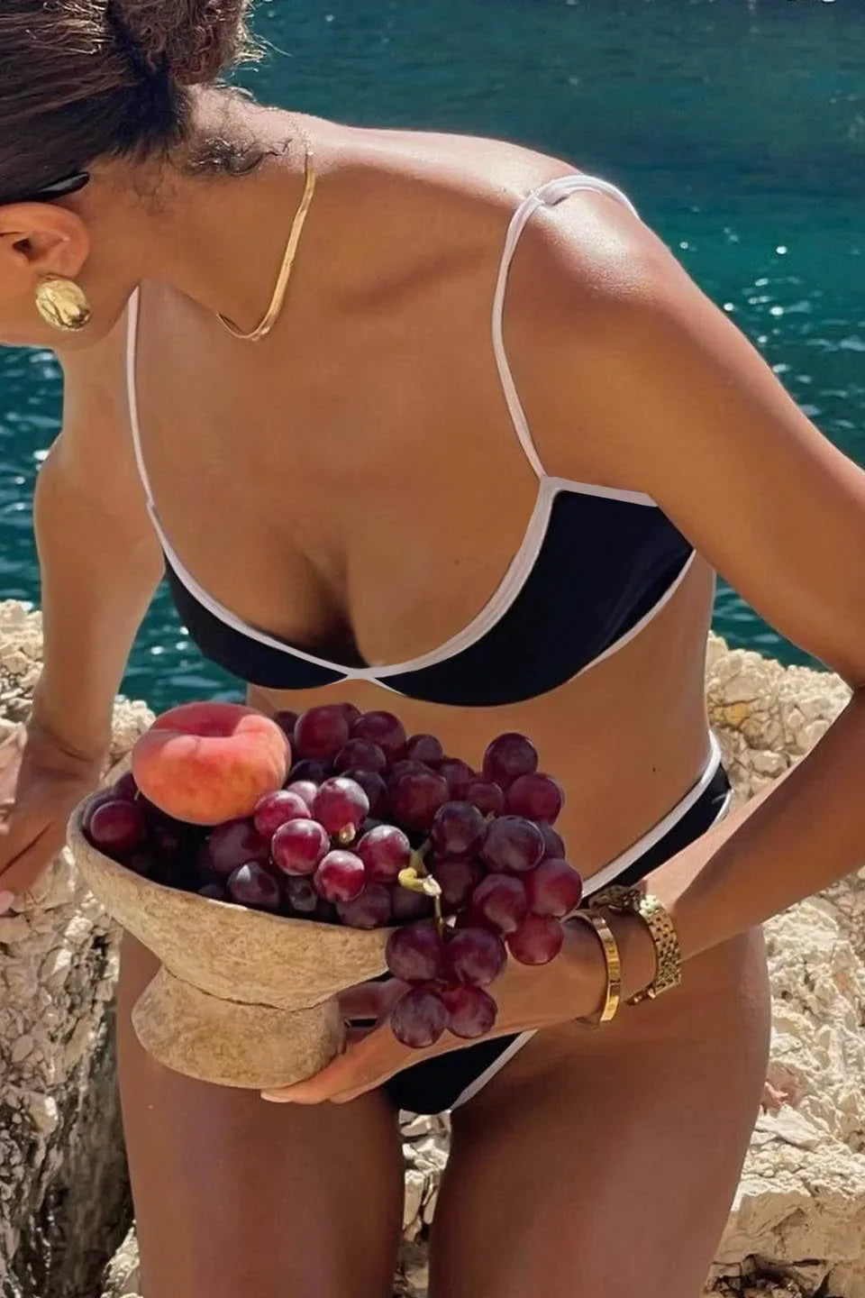 Black White Micro Bikini Set image 4