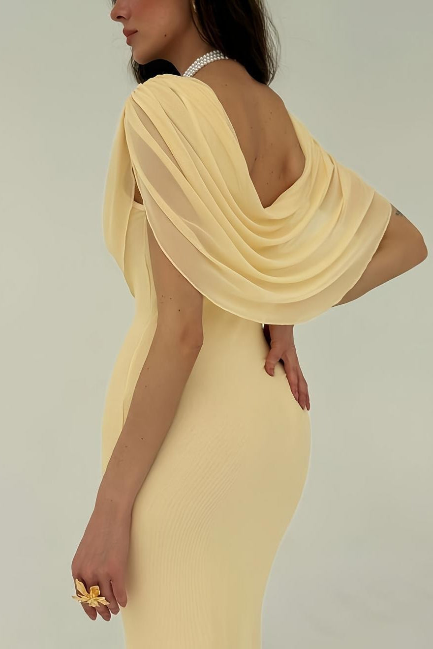 Solid Color Draped Formal Dress image 2