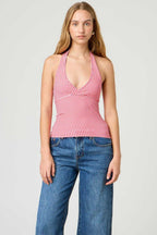Sexy Polka Dot Plaid Slim Halter Top image 7