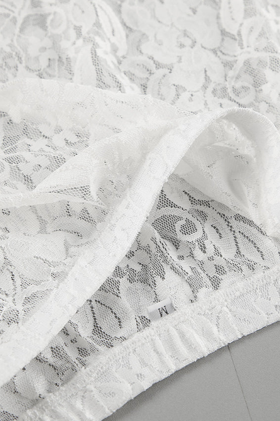 Elegant White Lace High Waist A-line Midi Skirt image 6