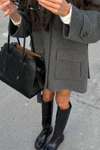Solid Color Lapel Belted Wool Coat image 5