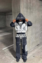 Color Block Rhinestone Street Hoodie image 1
