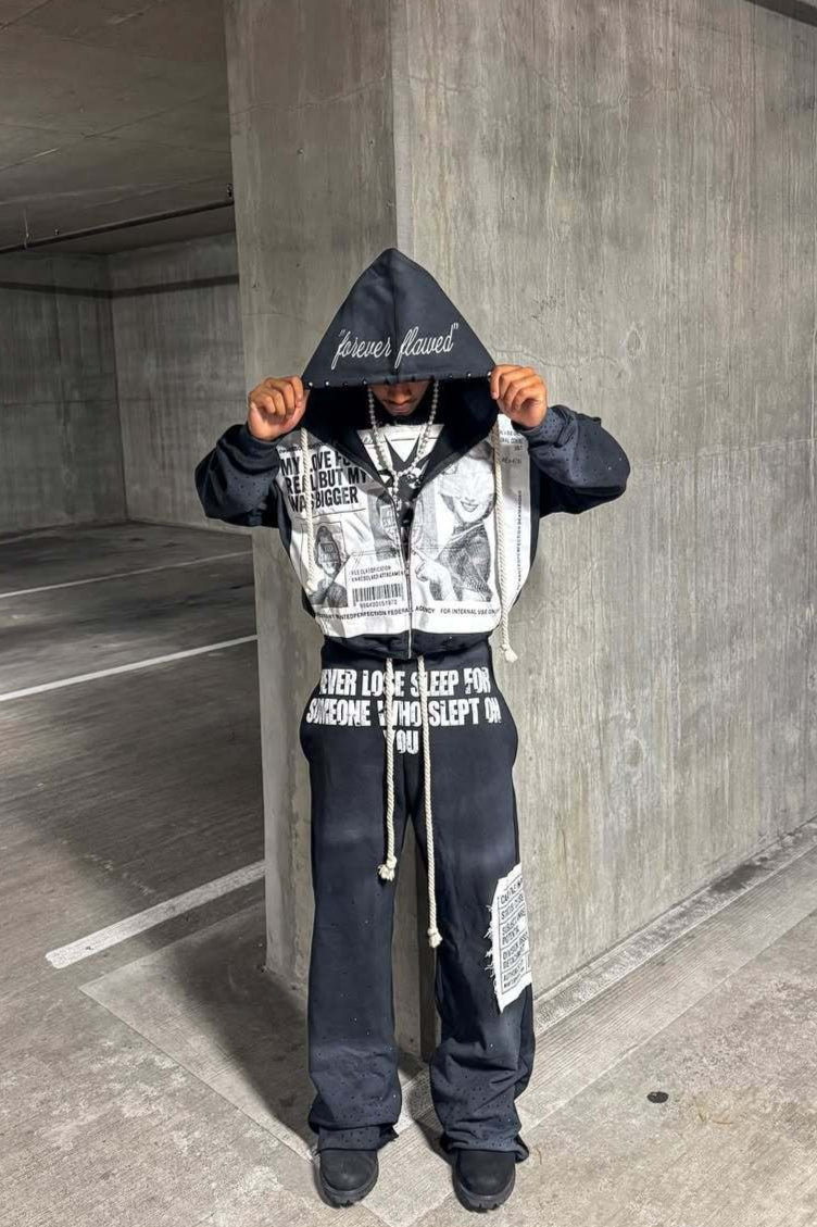 Color Block Rhinestone Street Hoodie image 1