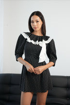 Vintage Puff Sleeve Polka Dot Mini Dress image 1