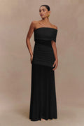Ruched Mesh Panel Strapless Sheer Maxi Dress image 1
