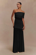 Ruched Mesh Panel Strapless Sheer Maxi Dress image 1