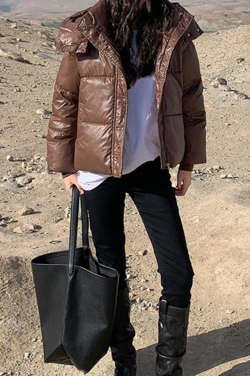 Cropped Plush Lined Oversized Puffer Jacket image 8