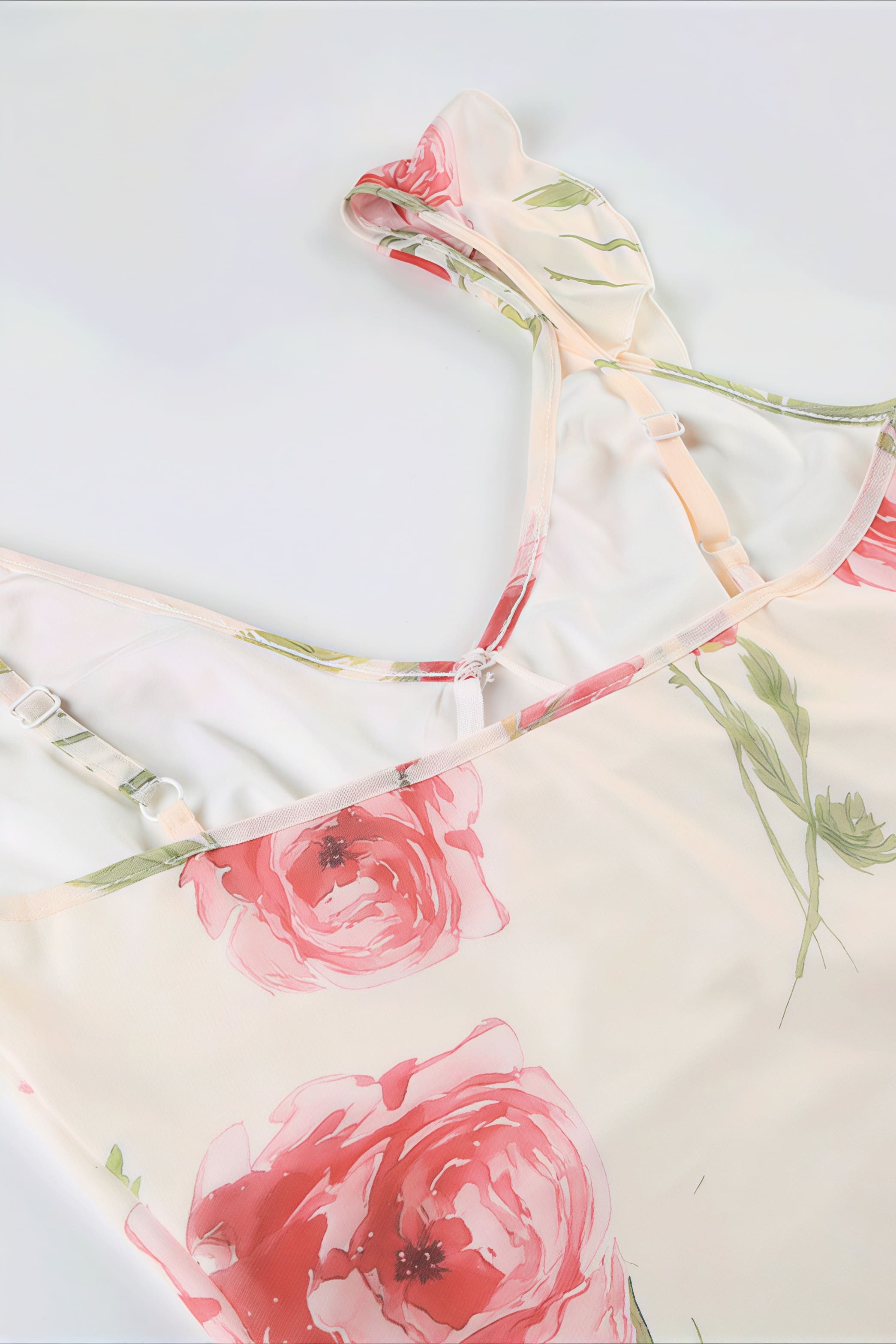 Floral Print Mesh V Neck Cami Midi Dress image 6