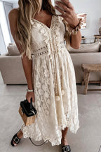 Lace Cami Solid Swing Long Boho Dress image 4