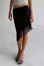 Elegant Asymmetric Tassel Midi Skirt image 2