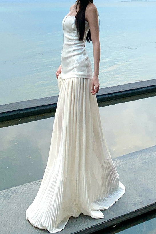 Sequin Patchwork Strapless Flowy Maxi Dress image 2