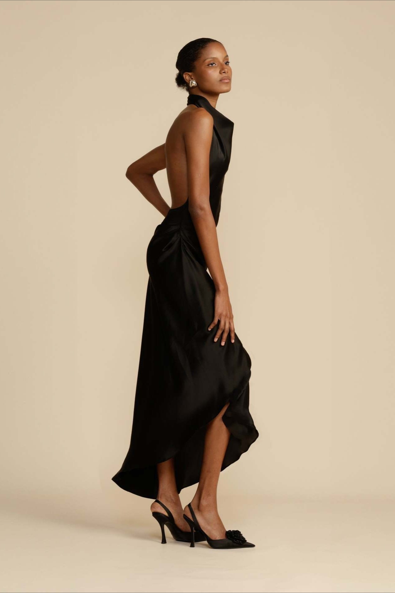 Elegant Satin Slit Backless Party Dress image 10