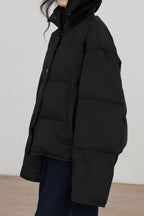Knit Collar White Duck Down Puffer Jacket image 14