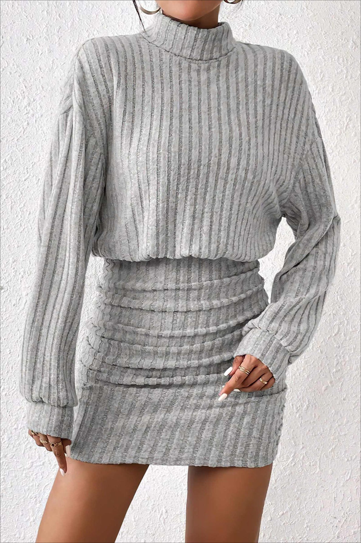 Slim Fit Ribbed Knit Sweater Dress image 7