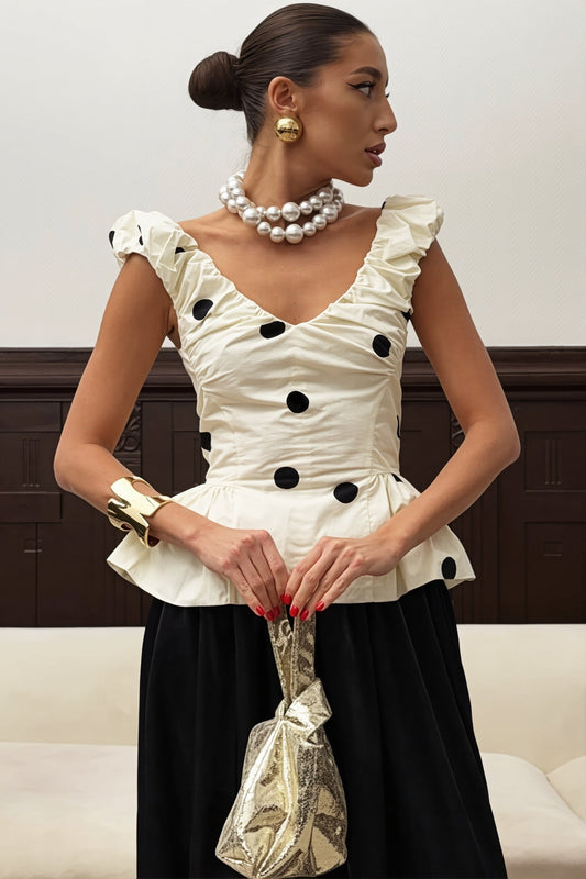 Elegant Ruffled Polka Dot Blouse image 1
