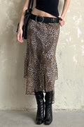 Leopard Print Double-Layer Tulle Asymmetrical Skirt image 1