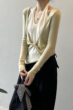 Patchwork Layered Halter Long Sleeve Tee image 1