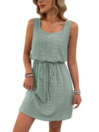 Rosalie Eyelet Dress detail view styled for Avrienne