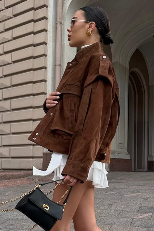 Wide Shoulder Suede Pocket Jacket image 7