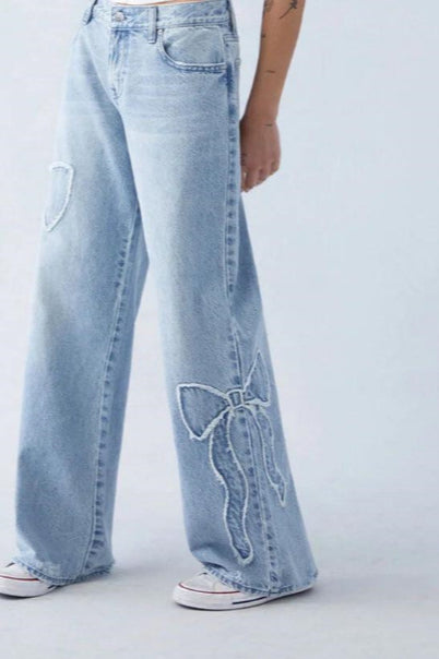 Embroidered Butterfly Raw Hem Jean image 3